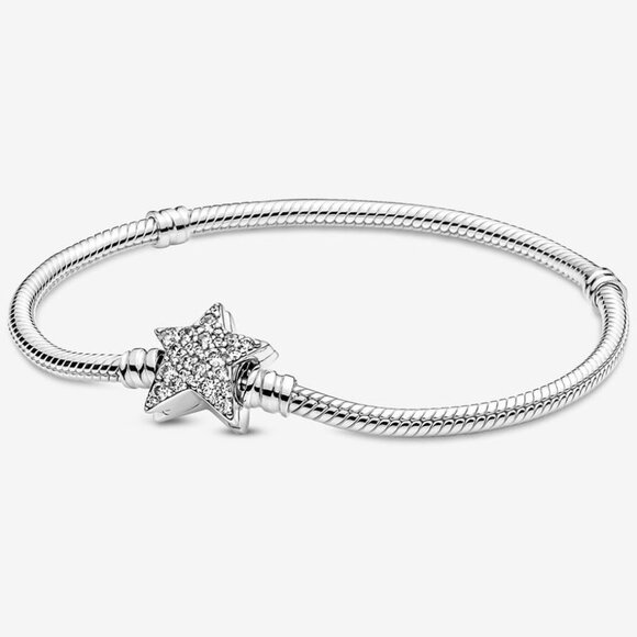 Pandora Moments Asymmetric STAR CLASP Snake Chain Bracelet - Picture 1 of 7